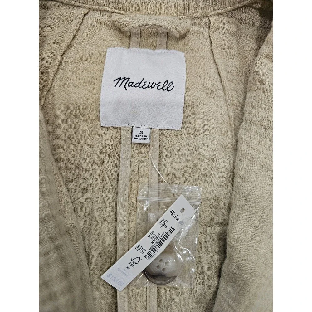 Madewell Women's  Oversized Lightspun Dorset Blazer Buttons Cotton Beige Size M - Picture 3 of 8